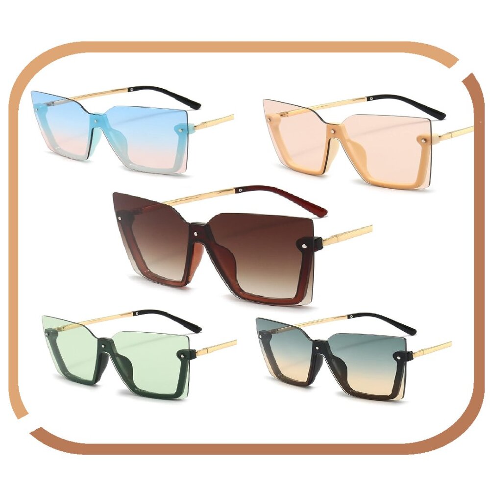 Women's Rimless Oversized Retro Vintage Sunglasses - image 1